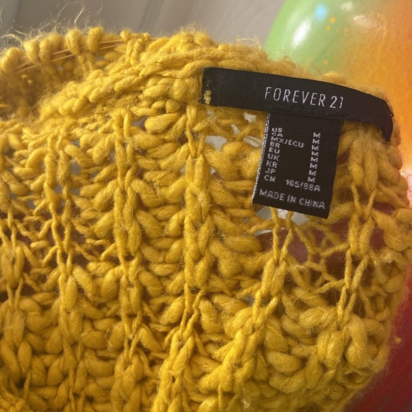 Forever 21 Yellow Chunky Knit Crew Neck Sweater - Picture 3 of 11